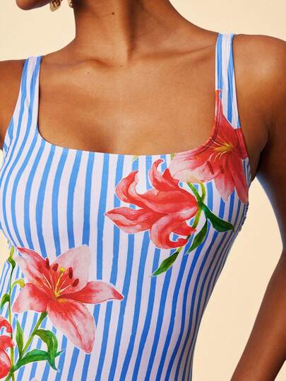 Travachic 1pc Women Abstract Line Star Print Allover Print Square Neck One-Piece Swimsuit, Suitable For Beach In Summer,Summer Outfits For Women,Swimsuits For Woman,Bathing Suits For Women,Beach,Beach Outfits For Women,Beach Set,Going Out,Vacation,Vacation Outfits Women,Holiday,Summer,Summer Clothes,Summer Outfits For Women,Valentine's Day,Carnival,Carnival Costume,Party ,Going Out,Going Out Outfits,Casual,Elegant,Y2k,Flower,White ,Red ,Pink