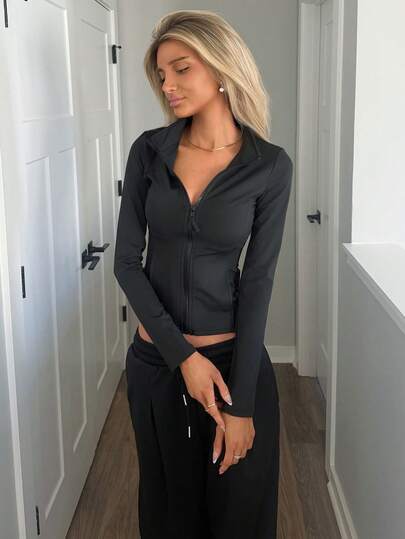 Sydney Algeri Women's Regular Fit Casual Sport Zip-Up Bomber Jacket, Spring,Fall Women Clothes Women Coats