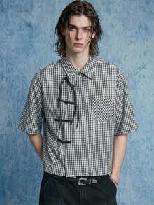 ROMWE MEN Street Life 男士中式翻领Polo衫 - 黑色 - 查看 8