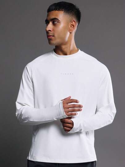 SUMWON Men Muscle Fit Long Sleeve Crew Neck T Shirt With Subtle Chest Print Perfect For Casual Weekend Wear Spring Summer