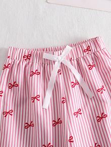 Sparklyn Girls Casual Cute Plaid Cherry Print T-Shirt And Pants Set - White - View 3