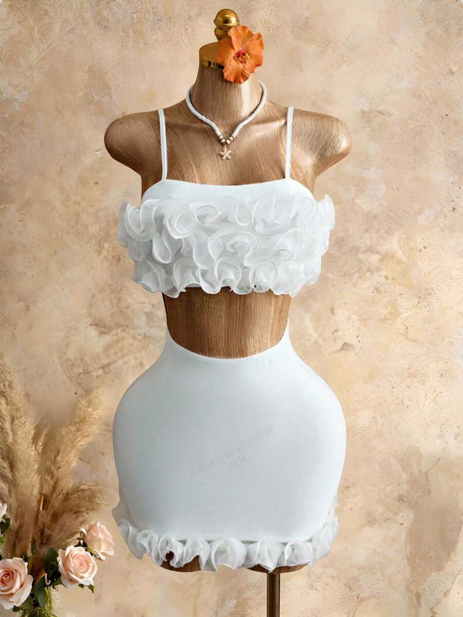 Mistrie Women's Floral Trim Slip Dress - White - View 1