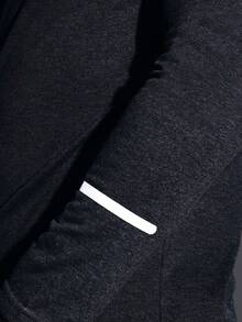 SUMWON Top de performance à demi-zip à manches longues en jersey absorbant l'humidité avec logo sur la poitrine, pour l'entraînement et les séances de sport - Gris - Voir 8