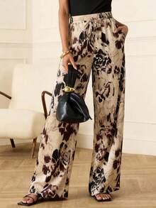 Lilora 女士优雅印花腰带休闲时尚口袋裤 - 彩色 - 查看 2