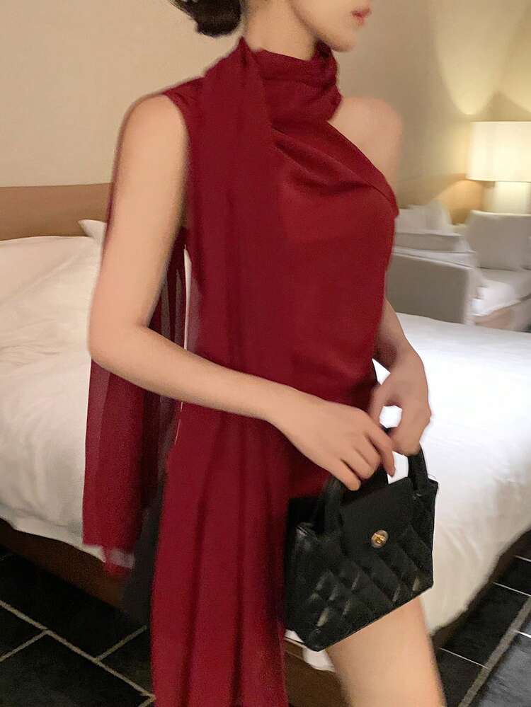 Women's Elegant 2 Pieces Set, Sleeveless Sexy Blouse For Party