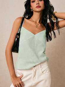 Poéselle Women's Casual Striped Loose Camisole For Summer - Green - View 6