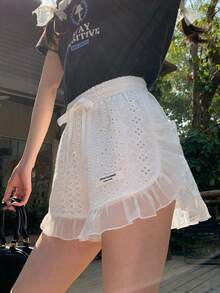 DAZY 女士蕾丝边韩版夏季短裤 - 白色 - 查看 6