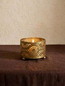 Cirelle Ornate Metal Candle Holder - Openwork Design Candle Cup, Rustic Romantic Decoration For Dining Table & Fireplace - Multicolor - View 1