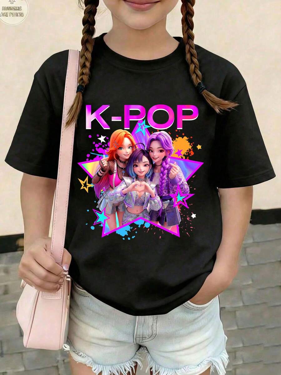 Girls' 2025 Custom Basic Short Sleeve - Black Double Brushed Milk Silk - Approved Undershirt - Black - View 1