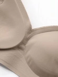 DAZY Adjustable Strap Lightly Padded Ribbed Fabric Bra, English Graphic, Suitable For Spring & Summer Lingerie For Women - Khaki - View 10