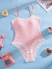 Eraneu Women's Lace Jumpsuit Camisole - Pink - View 7