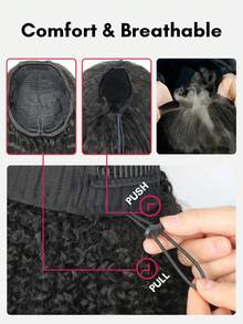 QUICK WEAR 9am Hair Store 即戴即用半头假发，预造型水波纹渐变棕色假发，黑色发根，灵活贴合，三合一半头假发，带抽绳，自然发际线，无缝设计，新手友好，即戴即用，无需胶水，真人发假发，预先拔毛发际线，180% 密度，16-28 英寸。 - S1B/4/30A - 查看 10