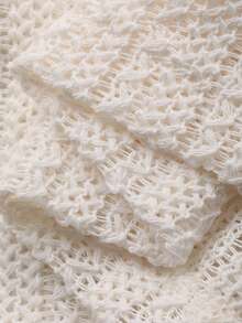 DAZY Áo dệt kim tay cánh hoa mỏng nhẹ, thoải mái cho nữ mùa hè, kiểu dáng thường ngày, có dây buộc phía trước. - trắng - Xem 3