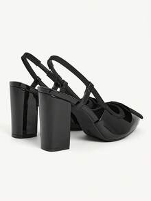 CUCCOO CHICEST 女士经典简约时尚高跟鞋，蝴蝶结装饰，优雅粗跟鞋 - 黑色 - 查看 10