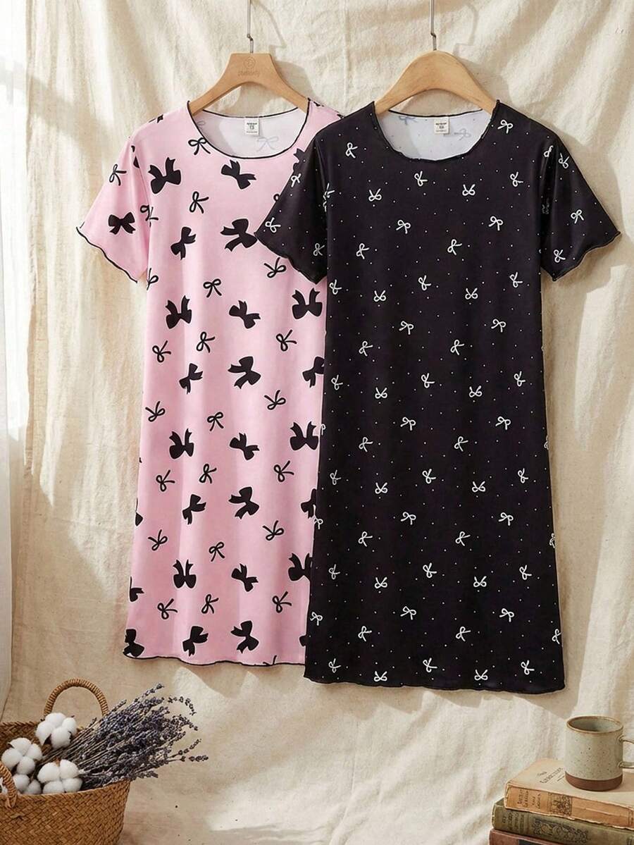 Genkimix Kids 2件装女童针织蝴蝶印花睡衣,夏季 - 彩色 - 查看 1