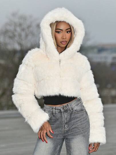 Mima John 2023 年新款秋冬时尚仿狐狸毛大衣，女士毛茸茸长款外套，适合节日派对服装