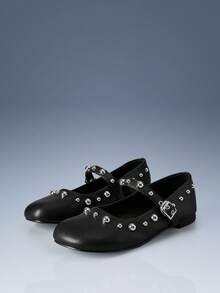 CUCCOO GRLICON Women's Buckle Design Casual Versatile Flat Shoes Valentine's Day - Black - View 1