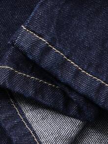 Dazy-Less 女士休闲斜插口袋阔腿牛仔裤 - 藍色 - 查看 3