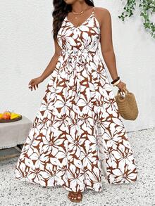 SHEIN Frenchy Đầm không tay in hoa dáng rộng dành cho nữ cỡ lớn - Nhiều màu - Xem 7