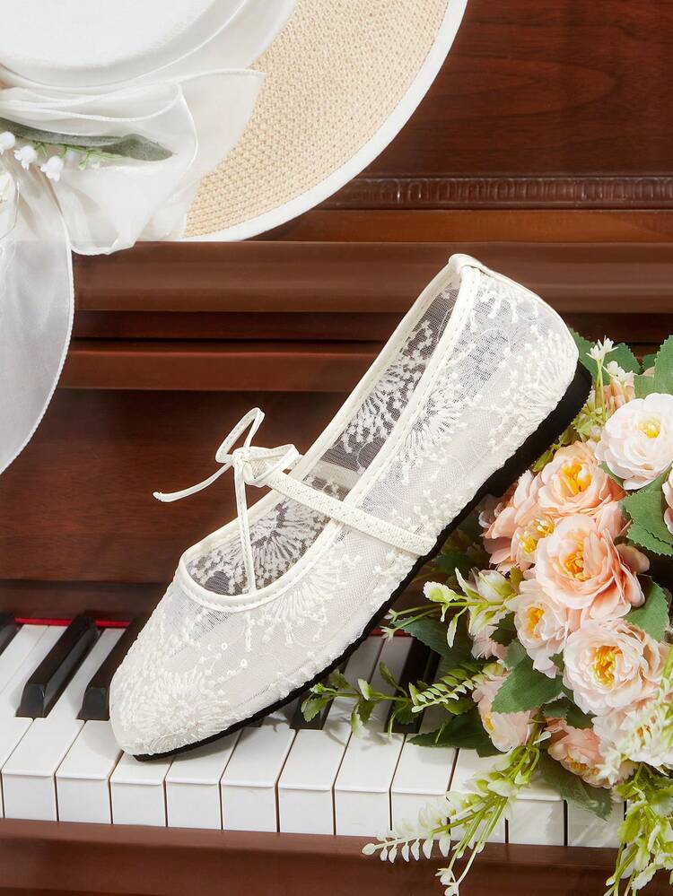CUCCOO HITCHD Ladies Flat Shoes Brown Leopard Print Black Hollow Embroidered Sequins Mesh Square Ballet Flats, Mary Jane White Flats, Elegant Women's Flats Black Professional Work Shoes, Light Comfortable Versatile Casual Suitable For Daily Commuting/Christmas Thanksgiving/Prom Party/Outer Wear Women's Shoes Wedding Shoes Spring Shoes Bride Shoes
