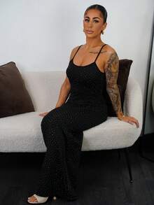 SAYEHFBABY Women's Winter Festival Rave Outfit Casual Party Date Night Luxury Chic Wedding Party Rhinestone Knit Black Slim Fit Long  Halter Top Dress For Elegant - Black - View 4