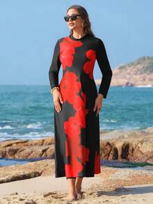 Swim Shayni Áo tắm Burkini in hoa dành cho nữ cỡ lớn, phong cách đi biển và nghỉ mát. - Nhiều màu - Xem 5