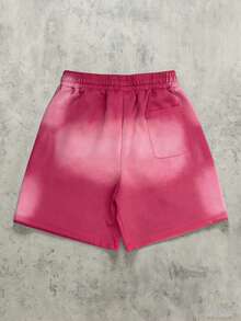 ROMWE MEN Street Life Men's Casual Street Graffiti Print Drawstring Waist Shorts, Summer - Pink - View 3