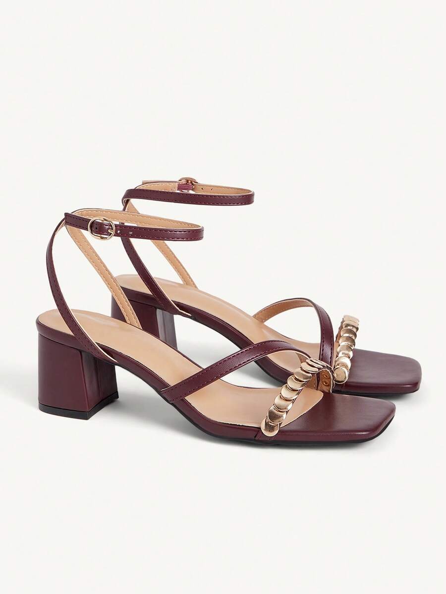 CUCCOO CHICEST Giày sandal cao gót dành cho nữ đi làm - Màu Đỏ Sâu - Xem 1