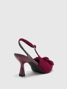 CUCCOO BIZCHIC Sapatos Femininos de Salto Alto, Cor Sólida com Laço Decorativo e Fivela Pontuda, Moda, Sexy e Confortáveis para Festa, Trabalho e Férias - Vinho - Visão 4