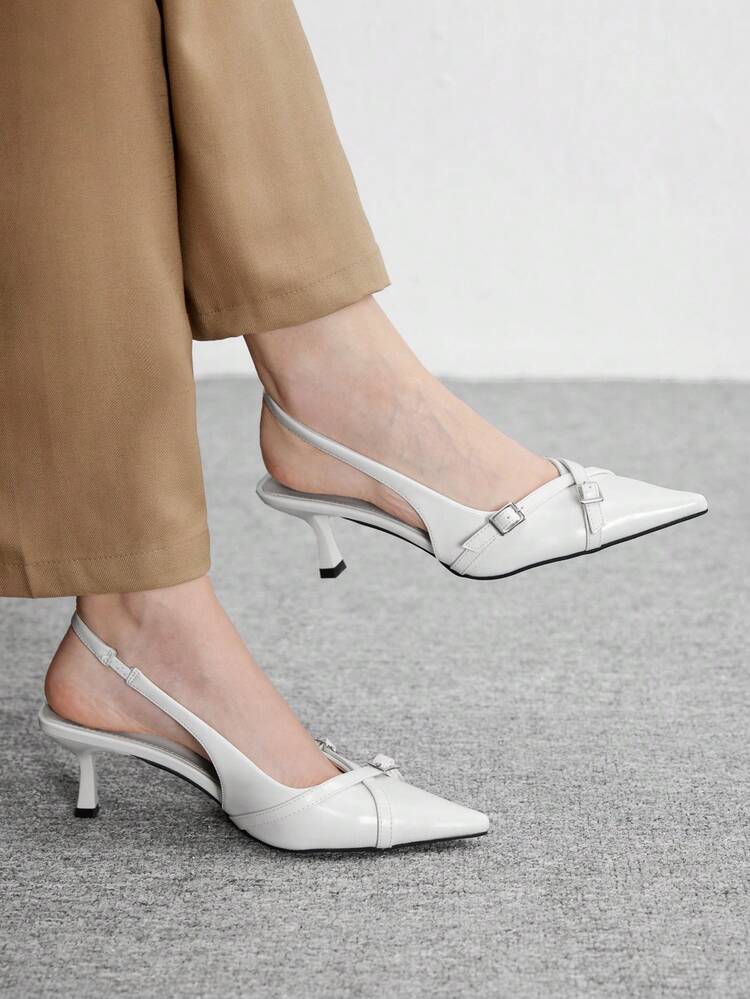 CUCCOO BIZCHIC French Retro Pointed Toe Closed Toe Slingback Thin Heel Sandals, French Elegance + Niche Retro, With The Exquisite Sense Of Light Mature Women, Suitable For Working Women Or Dating Wear, Daily Commuting, Afternoon Tea, Light Social Occasions Can Be Matched (Such As With Dresses, Suit Pants Are Very Suitable) Spring Shoes