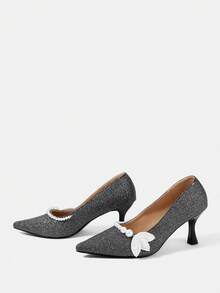 CUCCOO HITCHD 女士时尚优雅水钻装饰高跟鞋 - 深灰色 - 查看 8