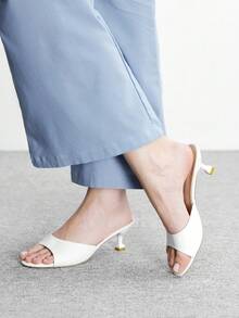 CUCCOO BIZCHIC 女士时尚性感气质简约白色圆头高跟凉鞋，通勤、约会、派对、节日、婚礼、度假皆宜 - 白色 - 查看 3