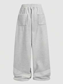 EASEVO Herren Jogginghose in Hellgrau in Große Größen mit besticktem Tape Patchwork, geeignet für Frühling, Herbst und Sommer - Hellgrau - Übersicht 10