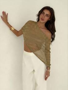 Aloruh Damen Braun Urlaubs Pailletten verzierter Schal - Braun - Übersicht 5