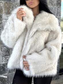 Vassilux 女士冬季翻领前开襟蓬松夹克 - 灰色 - 查看 6