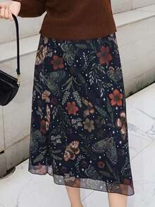 Gretanique Women's Dark Gothic Style Bat, Skull, Moon, Pumpkin Print A-Line Punk Mini Skirt - Multicolor - View 5