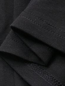 FRIFUL Celana Panjang Wanita Kasual Warna Polos dengan Pinggang Elastis dan Belahan di Bagian Bawah - Hitam - View 3