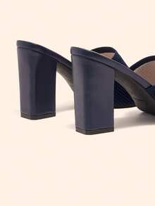CUCCOO BASICS Minimalist Commuter Versatile Open Toe Mule High Heel Sandals For Christmas Summer - Blue 2 - View 8