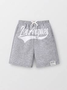 Tween Boys' Casual Loose Fit Contrast Color Letter Print Sports Shorts,Comfortable And Versatile For Daily Wear,Outings,Like Basketball Football - Grey - View 3
