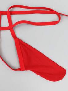 DrisQ Fashionable Neck-Hanging Bright Red Hollow Mesh Sexy Men's Underwear, 1pc - Red - View 5