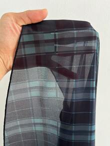 Whyspr Plus Size Plaid V Neck Flounce Sleeve Short Casual A Line Dress For Women - Multicolor - View 7