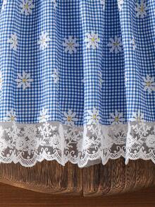 Baby Girls' Blue Plaid Daisy Lace Trim Casual Cute Summer Dress - Blue - View 7