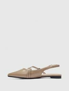 CUCCOO BIZCHIC Women's Pointed Toe Patent Leather Light Brown Backstrap Minimalist Slip-On Shoes, Suitable For Commuting And Daily Wear - Light brown - View 9