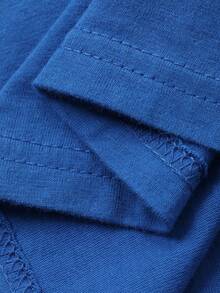 DAZY Camiseta casual de manga corta con cuello redondo y hombros caídos para niños pequeños - Azul - Ver 9