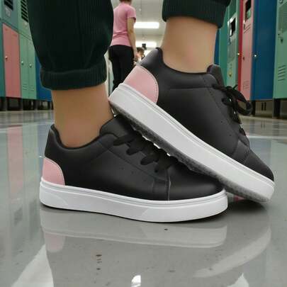 Zapatos Deportivos en  tono Bicolor Sólido Comodos y suaves Para Todas las Temporadas - Estilo Casual Para Niños Unisex Zapato Escolar o De Primeros Pasos