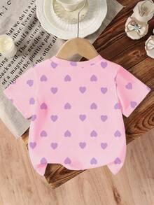 Young Girl Letter & Kpop Graphic Round Neck Short Sleeve Casual T-Shirt - Multicolor - View 3