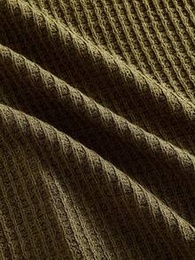 EASEVO 男士加大码夏季假日前扣华夫格针织背心 - 綠色 - 查看 9