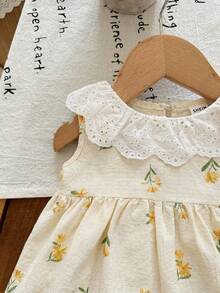 SHEIN Baby Girl Summer Vacation Ditsy Floral Ruffle Hem Top And Pants Set - Multicolor - View 3