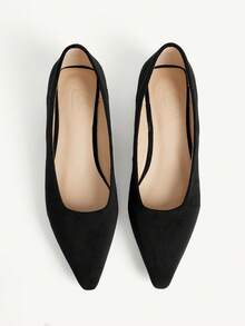 CUCCOO CHICEST 经典春秋季时尚方头套脚鞋，通勤风优雅舒适商务休闲正式派对晚宴仿麂皮女士黑色乐福鞋 - 黑色 - 查看 9