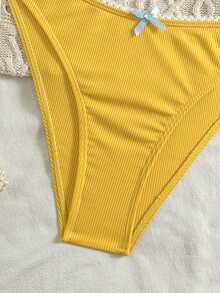 Swim Mod Bộ đồ đi biển nữ Xuân Hè 2026, bộ bikini nữ, 2 mảnh, chất liệu ren tươi tắn và ngọt ngào, điểm nhấn nơ tinh tế, màu vàng nhạt và xanh nhạt, dễ thương và thanh lịch, thích hợp cho đi biển, kỳ nghỉ và mặc hàng ngày. - Vàng nhạt - Xem 5